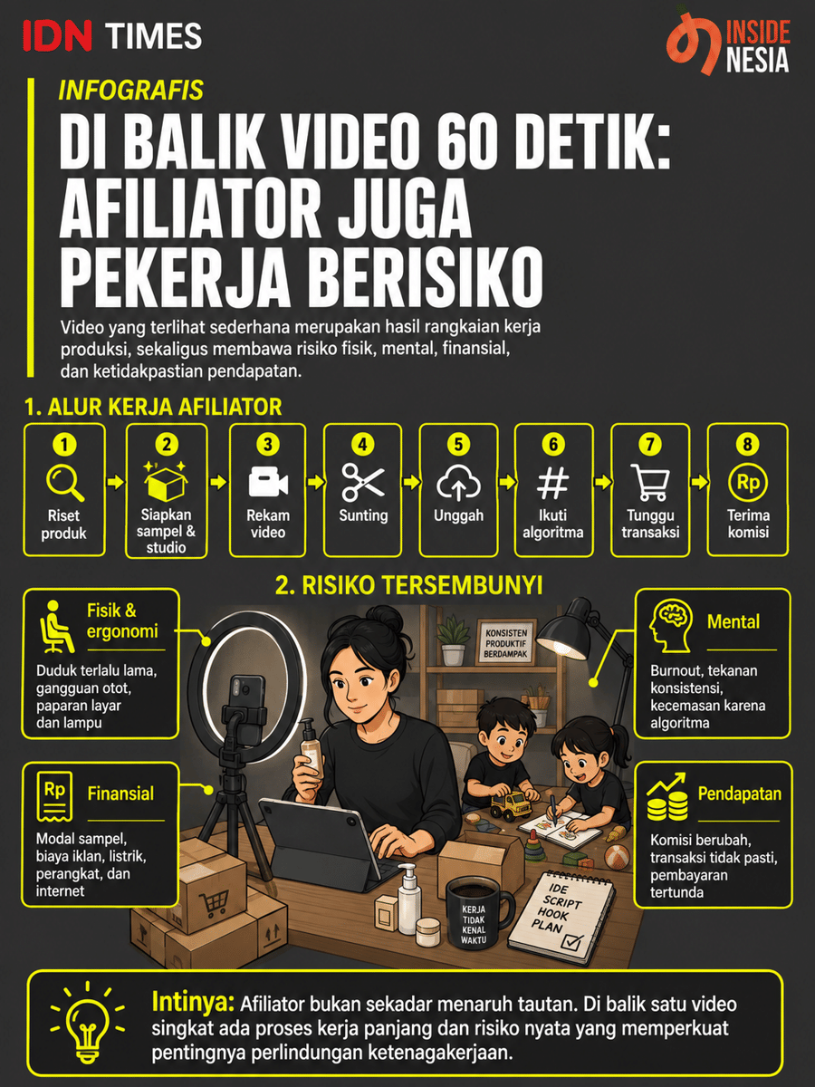 Infografik: Afiliator juga Pekerja Berisiko. (IDN Times/Dhana Kencana)