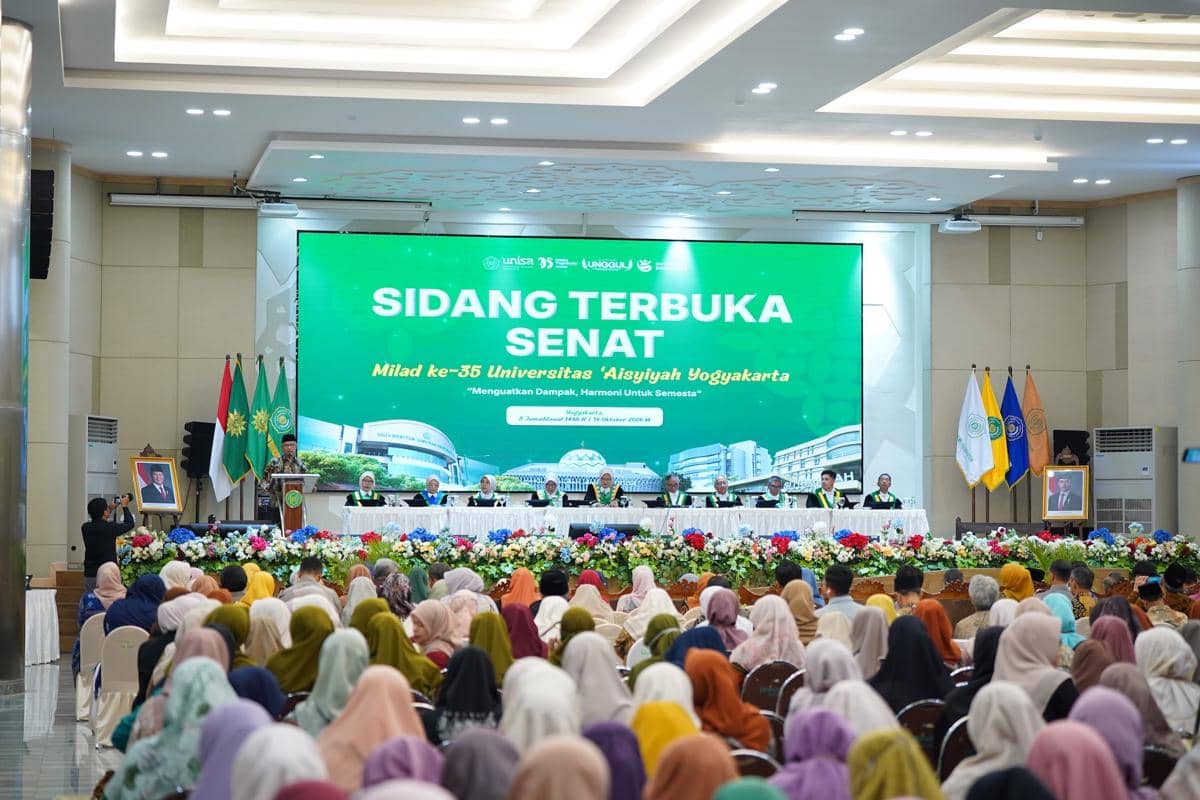 Sidang Terbuka Senat Unisa Yogyakarta dalam rangka milad ke-35 di Convention Hall Unisa Yogyakarta, Rabu (14/10/2026). (Dok. Istimewa)