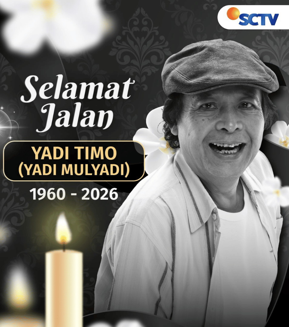 Tangkapan layar unggahan akun Instagram SCTV yang mengabarkan Yadi Timo telah meninggal dunia di media sosial.