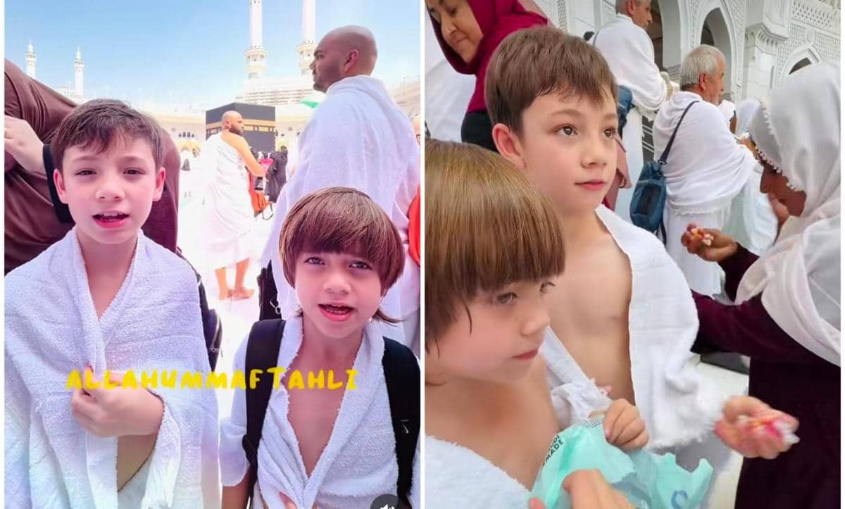 Kedua Putra Celine Evangelista Salat Jumat di Masjidil Haram