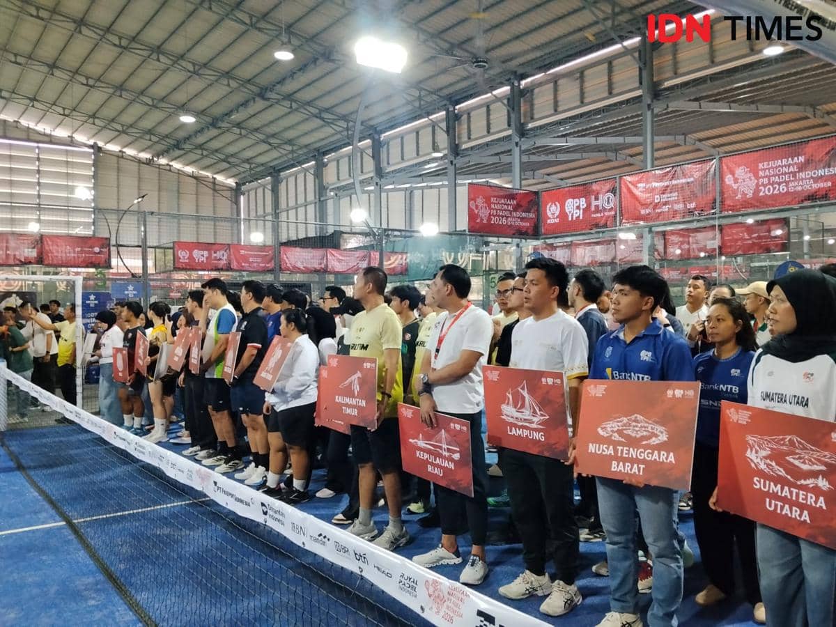 Suasana Kejurnas Padel 2026 di Jakarta yang digelar untuk mencari bibit atlet padel baru dari berbagai daerah.