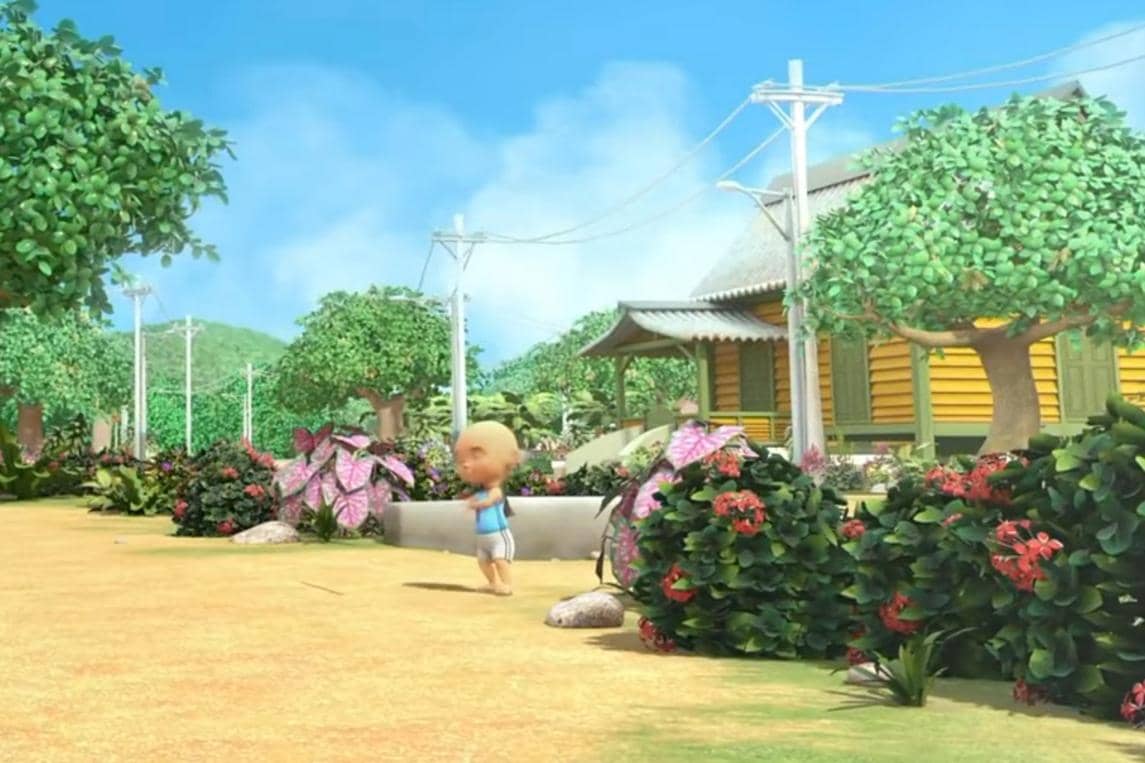 tanaman bunga asoka Kak Ros dalam Upin & Ipin