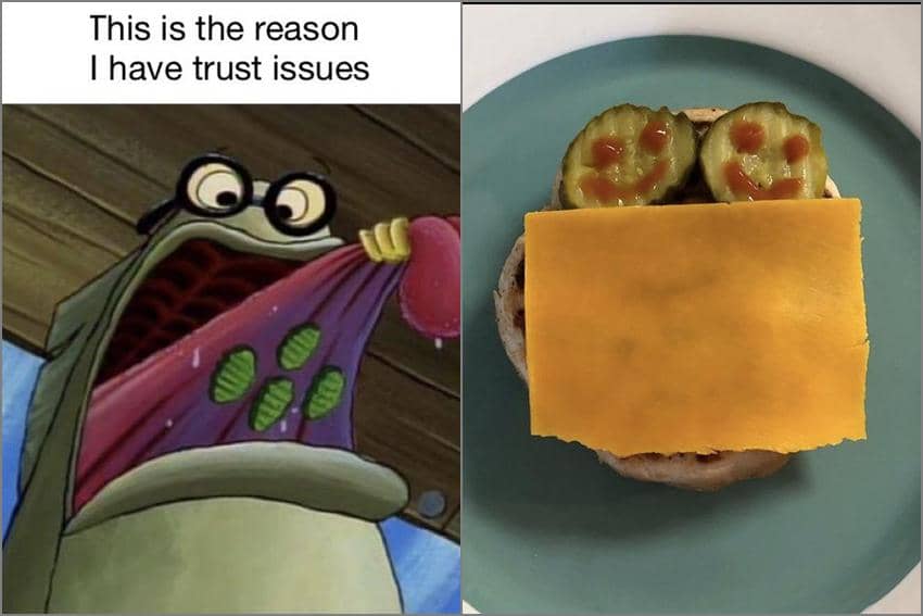8 Meme SpongeBob tentang Acar, Disembunyiin sama Bubble Bass