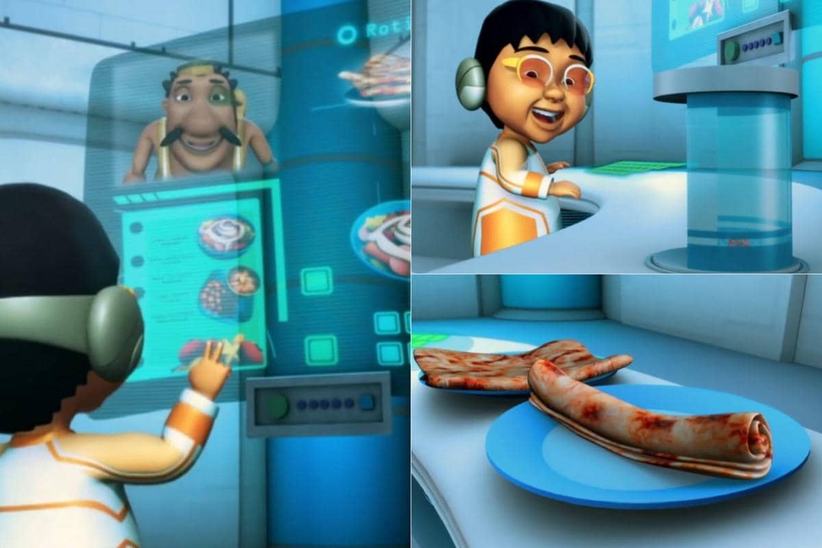 Ehsan terlihat menggunakan teknologi pengantar makanan digital