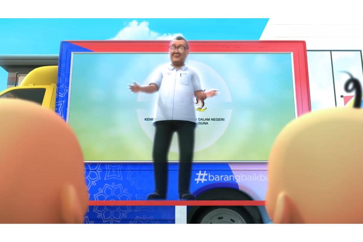 Upin dan Ipin menyaksikan langsung teknologi Augmented Reality yang menampilkan sosok Dato Sri Alexander Nanta Linggi