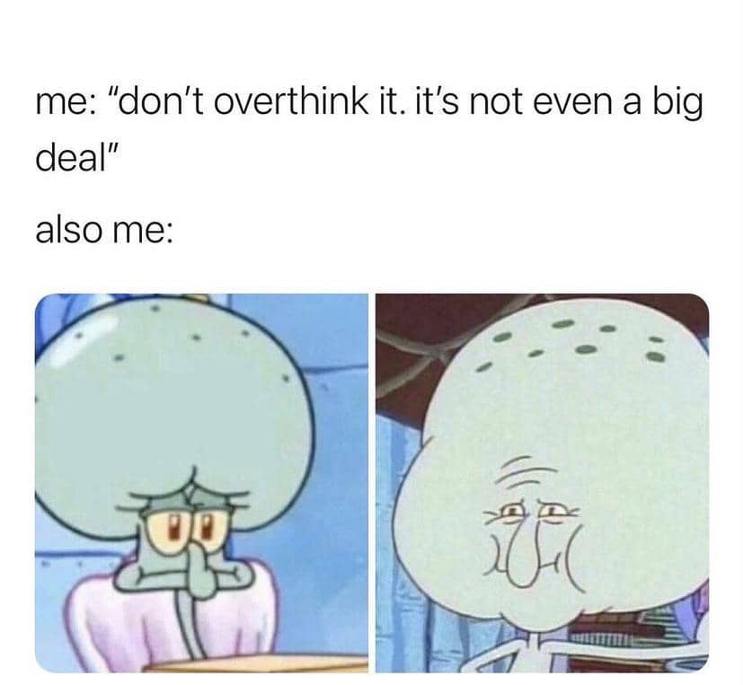 meme kartun tentang overthinking
