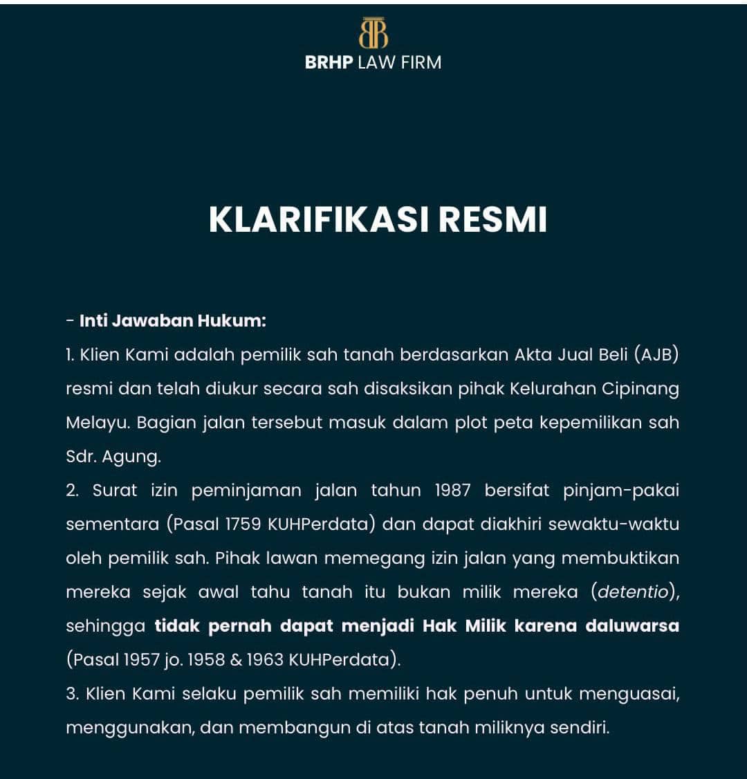 Penutupan Akses Rumah Lansia di Cipinang, Kuasa Hukum: Klien Pemilik Sah Tanah