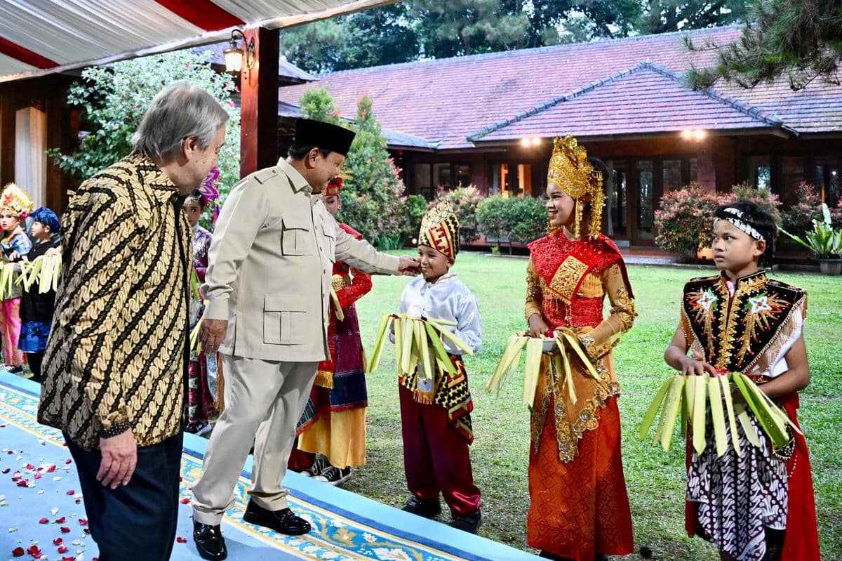 Presiden Prabowo Subianto menerima Sekretaris Jenderal Perserikatan Bangsa-Bangsa (Sekjen PBB), António Guterres, di kediamannya di Hambalan