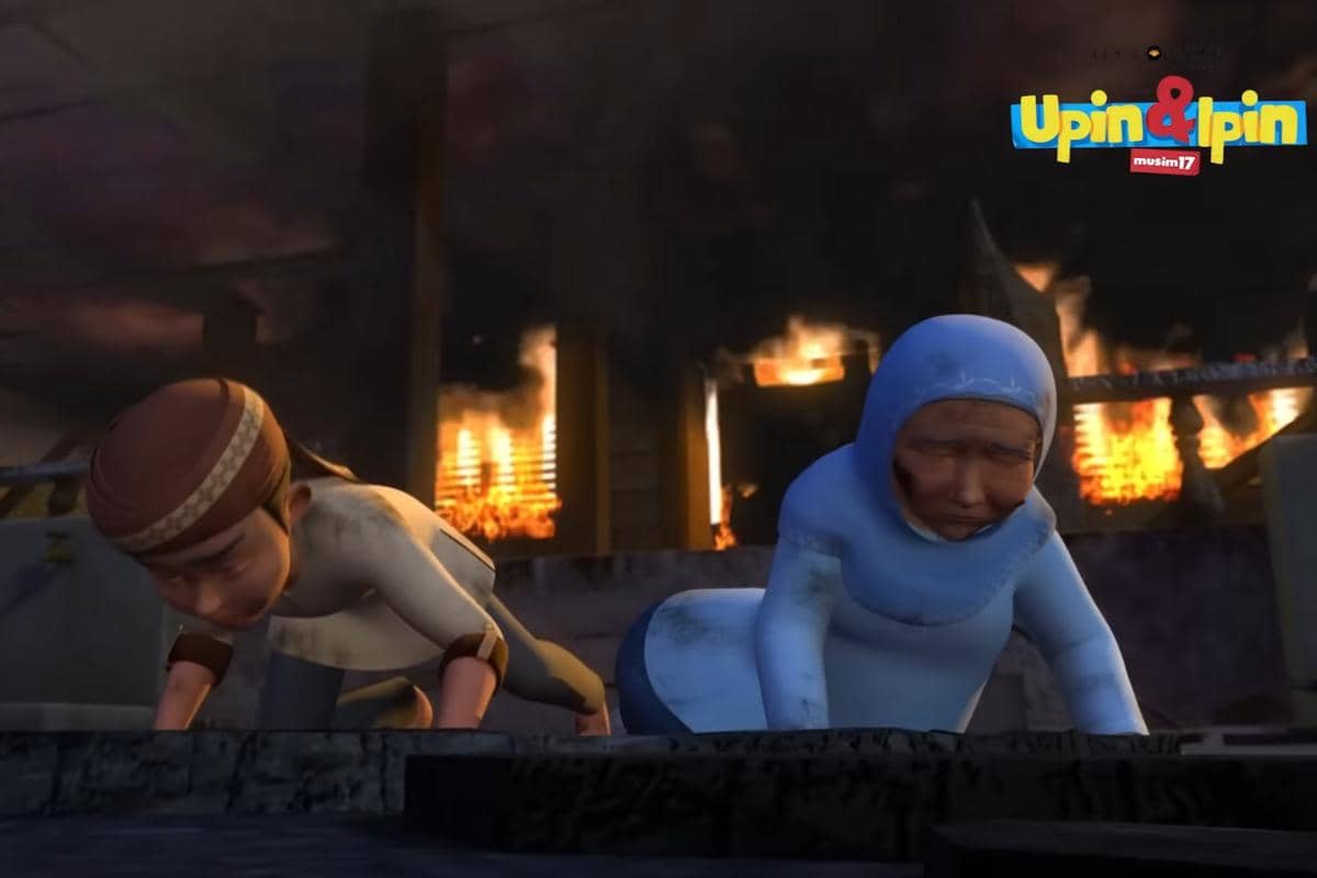 5 Adegan Kebakaran di Upin & Ipin yang Jadi Pengingat Bahaya Api