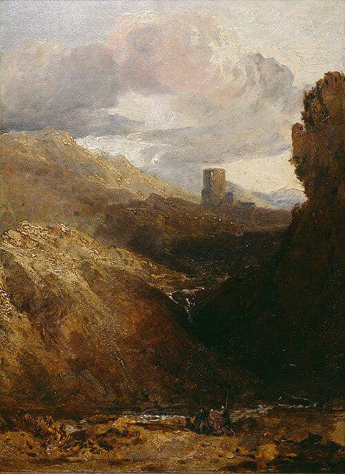 Lukisan cat minyak Dolbadarn Castle karya J.M.W. Turner.