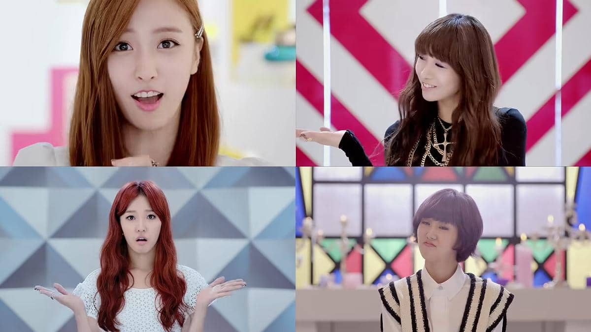 Cuplikan video musik grup BESTie dari kanal YouTube 1theK, memperlihatkan salah satu adegan dalam MV mereka.