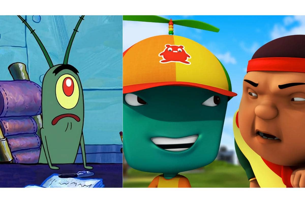 Plankton dan Adu Du punya penampilan luar yang tampak persis karena tubuh mereka keseluruhannya berwarna hijau
