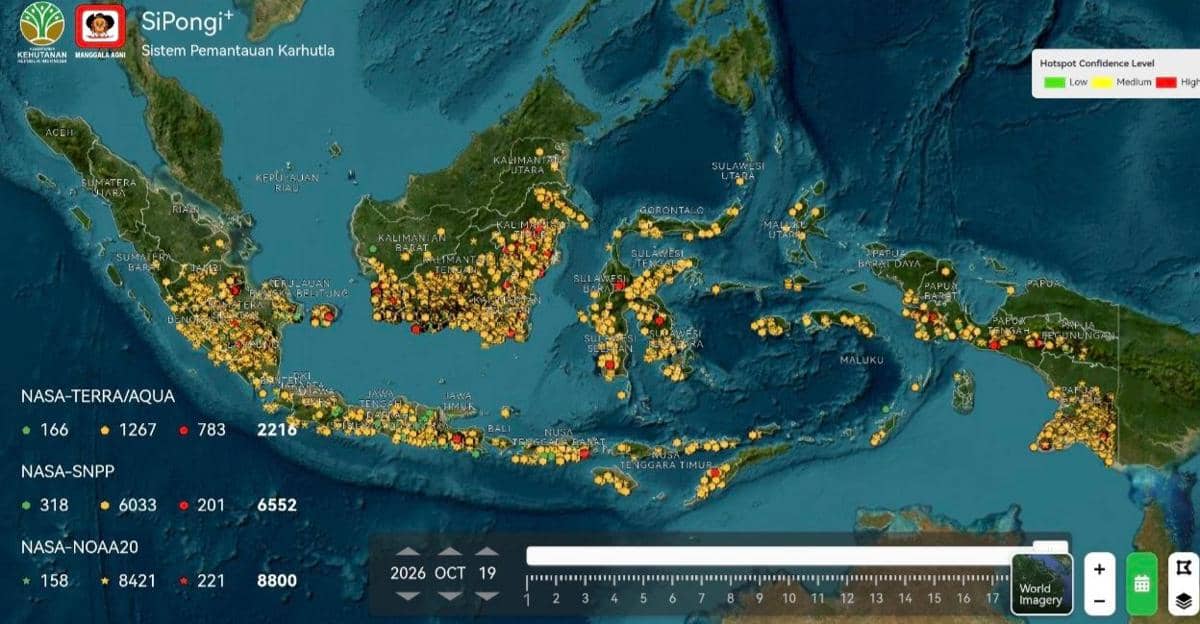Hotspot Sumsel Masih Tinggi, Terpantau 1.111 Titik dalam 24 Jam