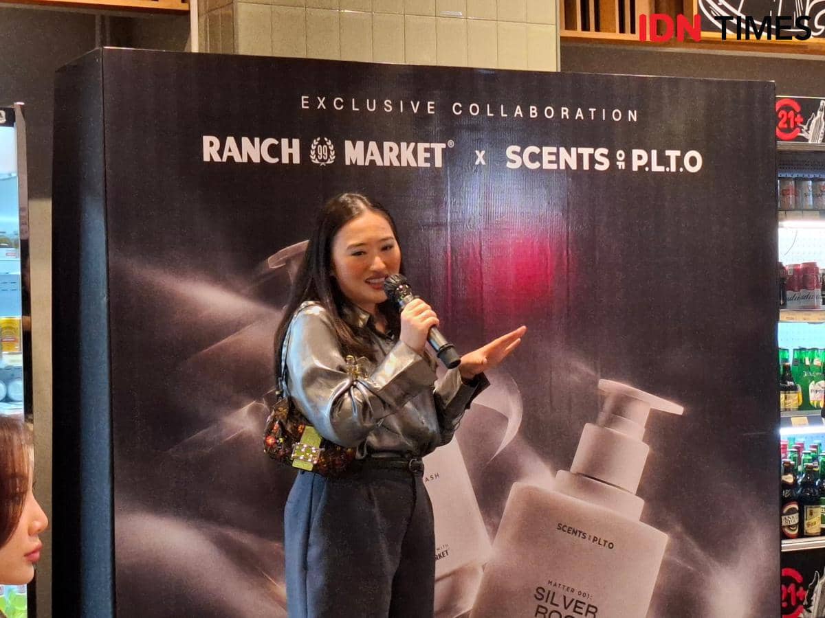 Elaine Santoso, Head of Marketing Ranch Market pada peluncuran kolaborasi Ranch Market x Scents of P.L.T.O di Ashta District 8, Jakarta pada