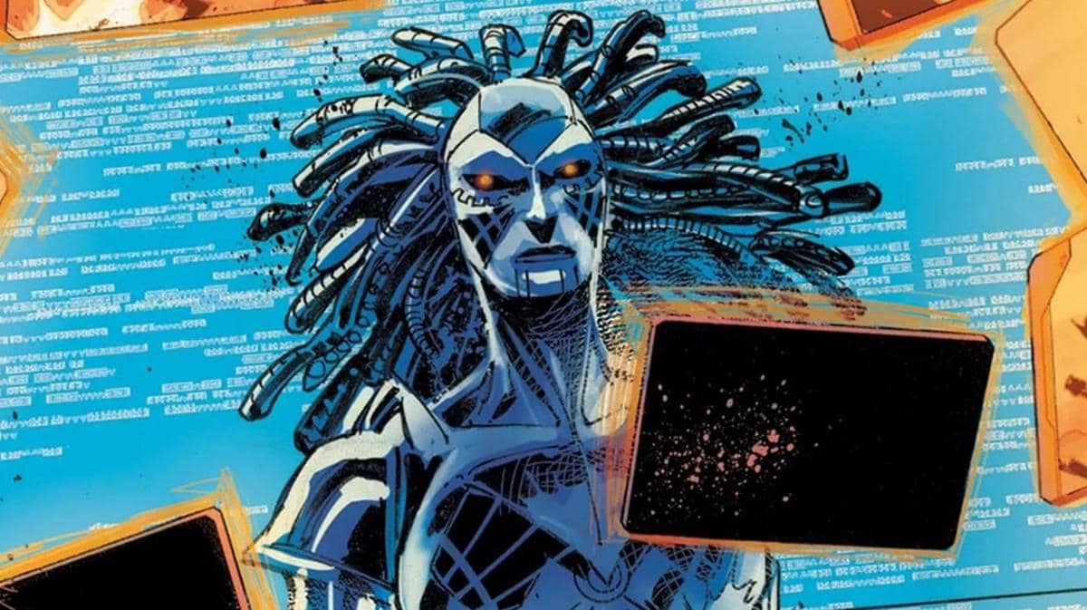 Karakter Danger dari serial animasi X-Men '97 tampil dalam adegan berlatar gelap dengan suasana dramatis.