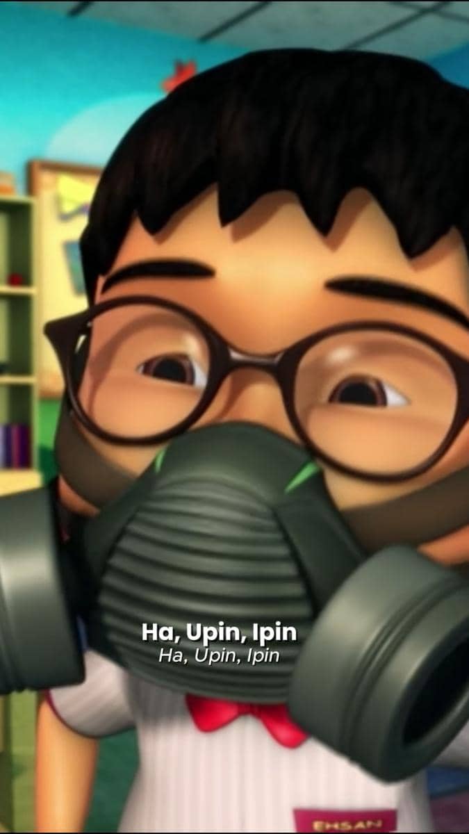 Cuplikan serial animasi Upin & Ipin dalam episode Bahaya Jerebu yang diproduksi oleh Les' Copaque Productions.