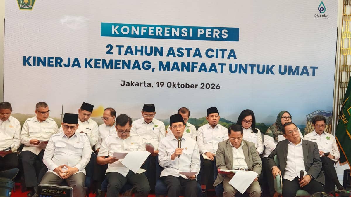 Konferensi Pers 2 Tahun Asta Cita Kinerja Kemenag, Manfaat untuk Umat (IDN Times/Ilman Nafi'an)