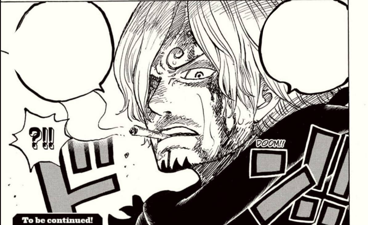 Sanji dalam ilustrasi One Piece chapter 1196, karya Eiichiro Oda yang diterbitkan resmi oleh Shueisha.