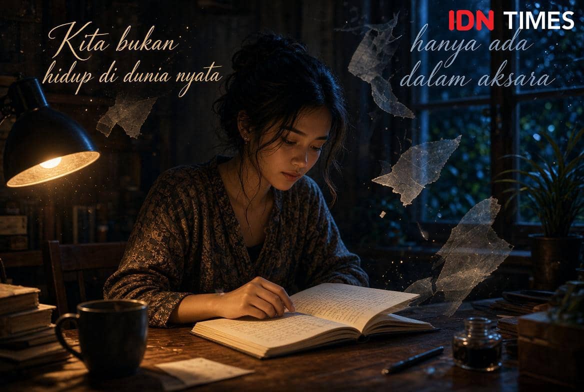 Ilustrasi yang menyertai puisi “Untukmu Yang Mendekapku Dengan Kata” tentang persoalan kehilangan pada 19 Oktober 2026.