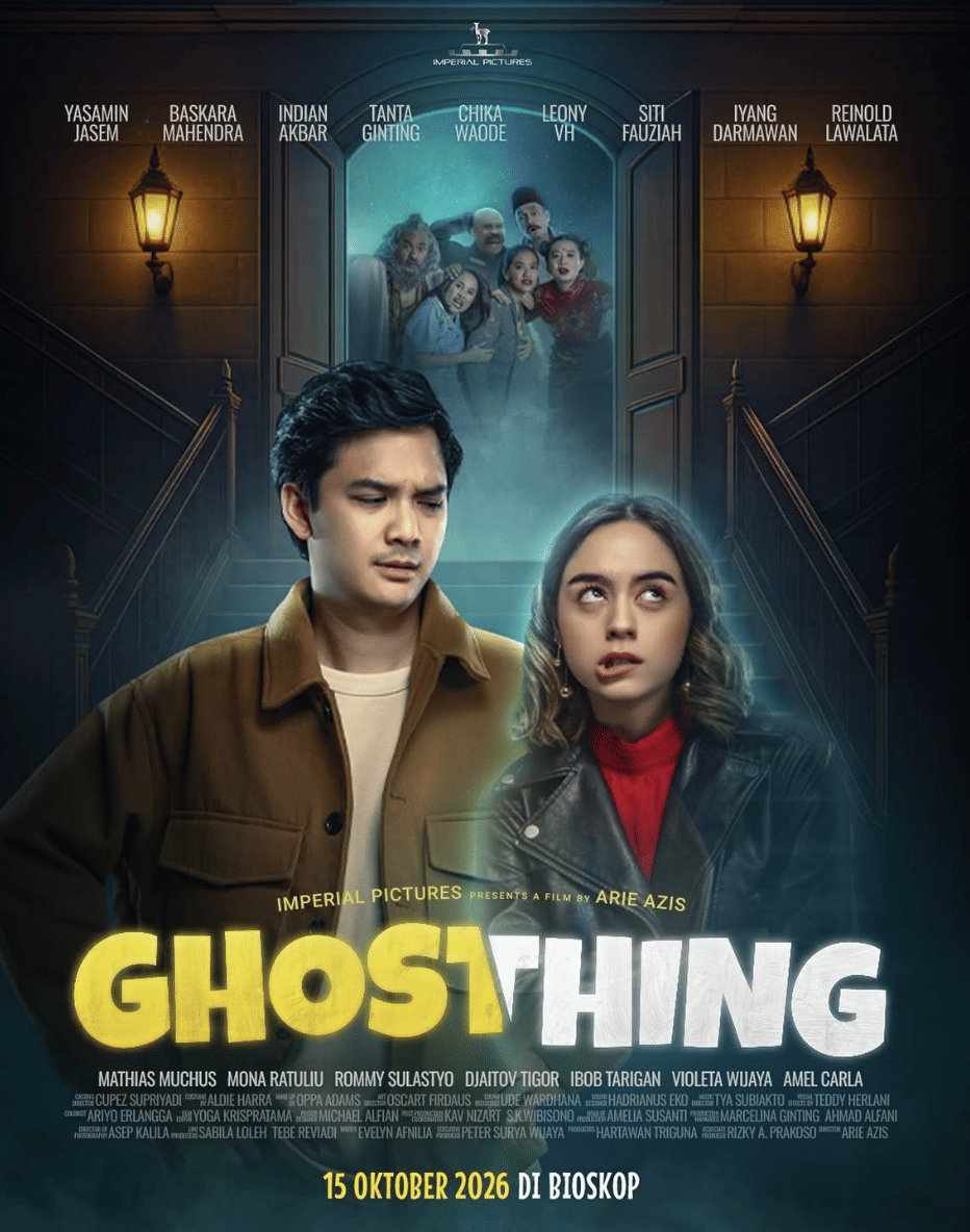 Poster film Ghosthing dari Imperial Pictures yang menampilkan judul film sebagai materi promosi produksi tersebut.