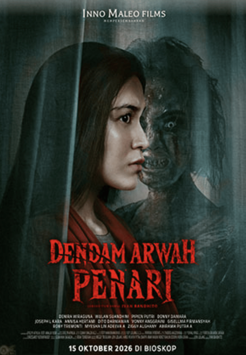 Poster resmi film Dendam Arwah Penari produksi Inno Maleo Films, menampilkan judul film sebagai materi promosi.