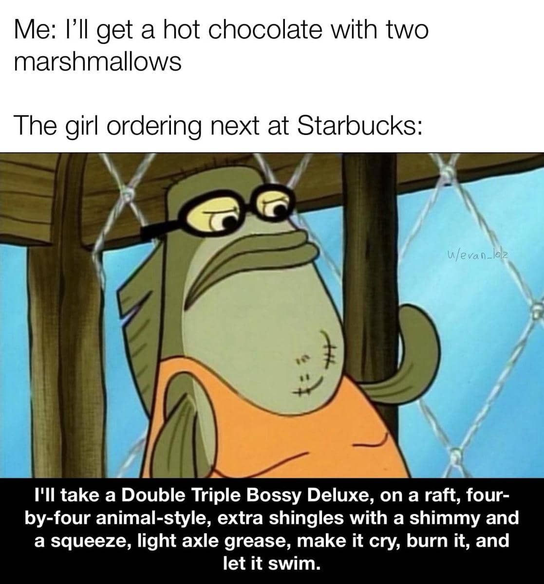 meme SpongeBob tentang memesan makanan