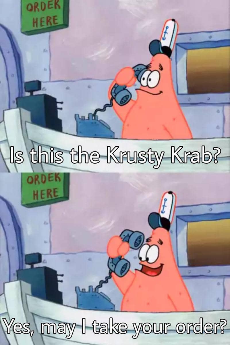 meme SpongeBob tentang memesan makanan