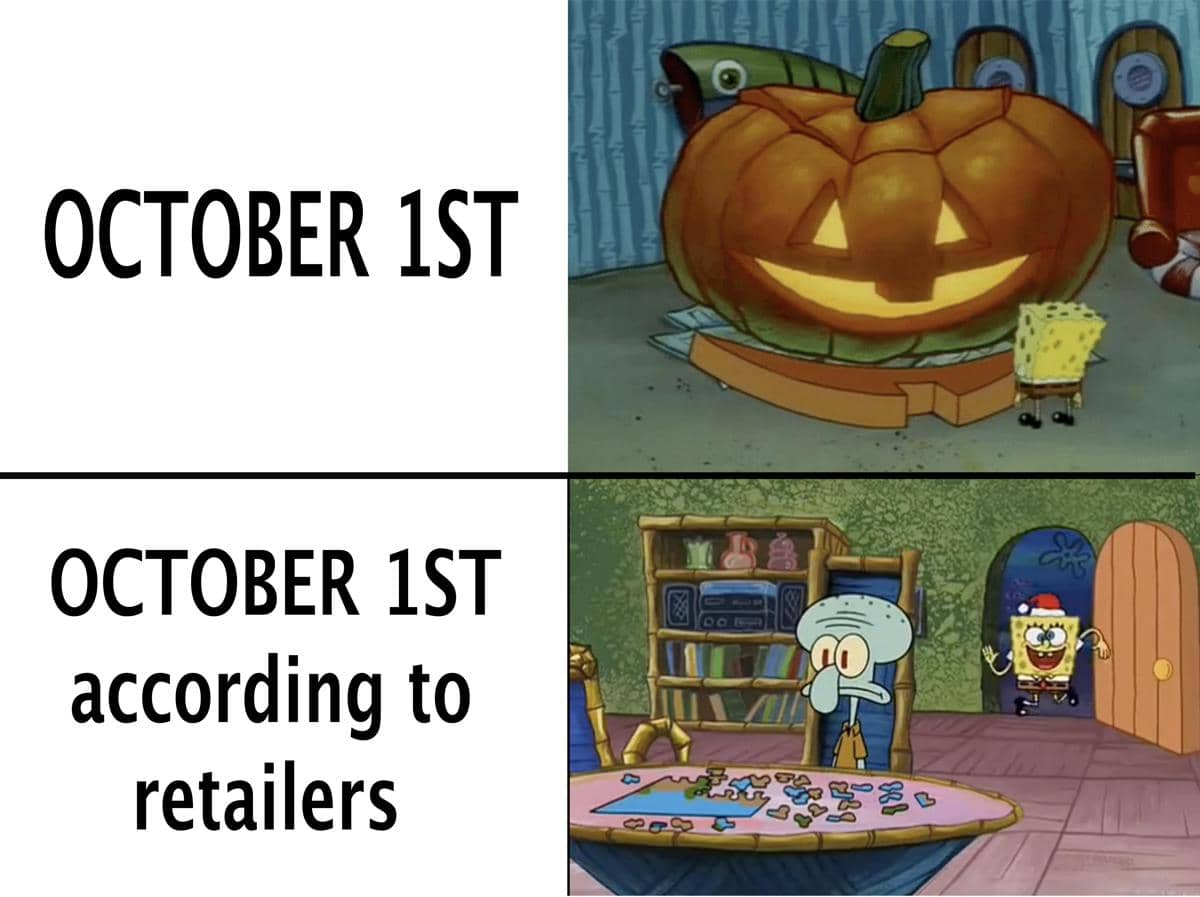 meme SpongeBob tentang Oktober