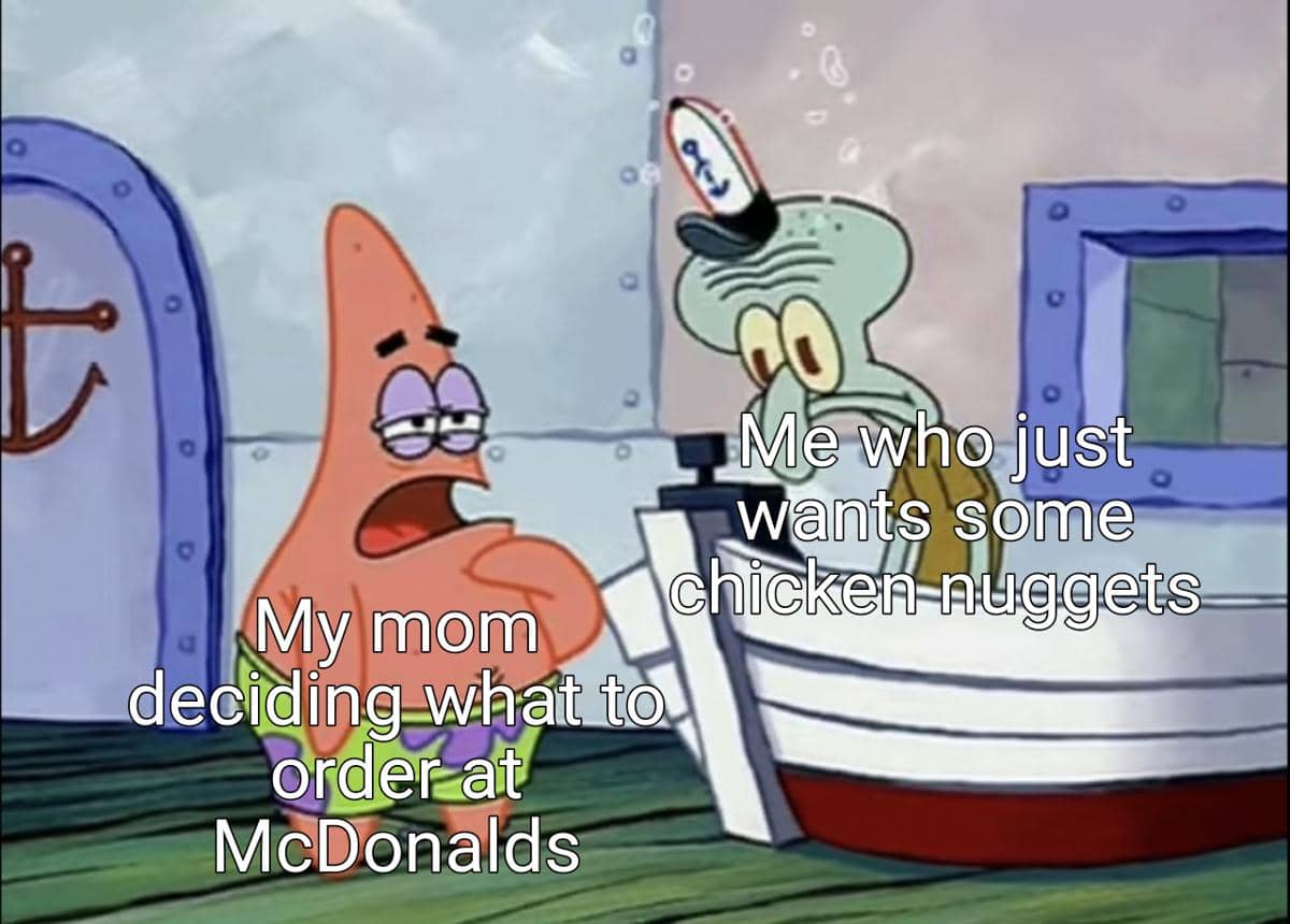 meme SpongeBob tentang memesan makanan