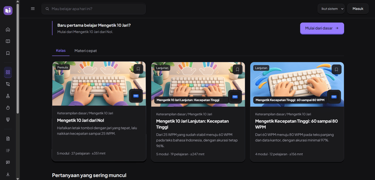 tampilan website KelasGratis