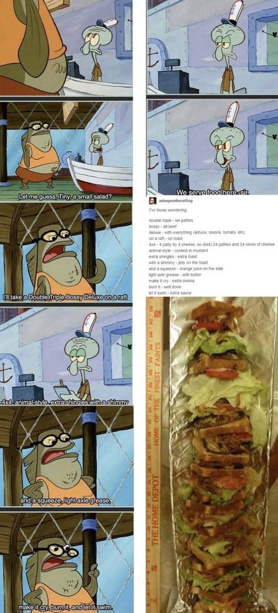 meme SpongeBob tentang memesan makanan