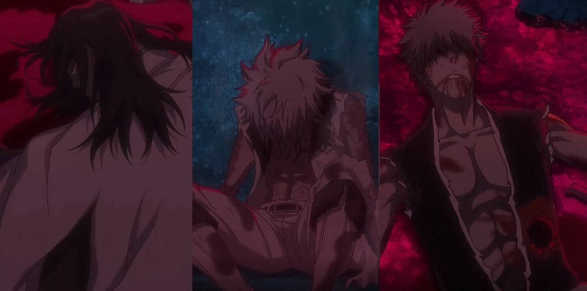 Sejumlah Shinigami terkapar setelah dikalahkan Yhwach dalam adegan Bleach TYBW Part 4 produksi Pierrot.