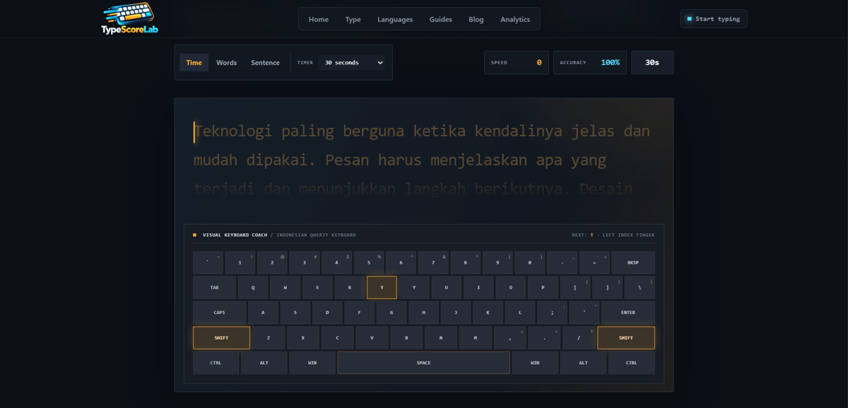tampilan website TypeScore Lab