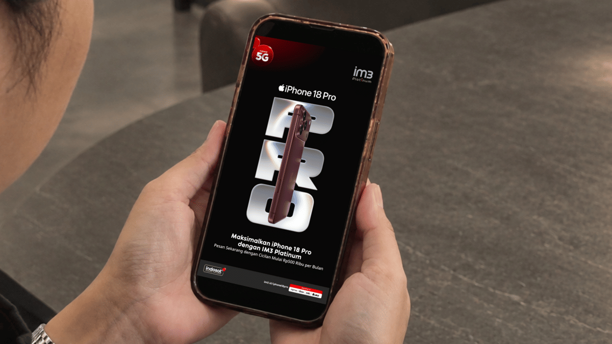 IM3 Platinum bersama Apple menghadirkan bundling produk terbaru Apple, yaitu iPhone 18 Pro dan iPhone 18 Pro Max. (Dok. Indosat).