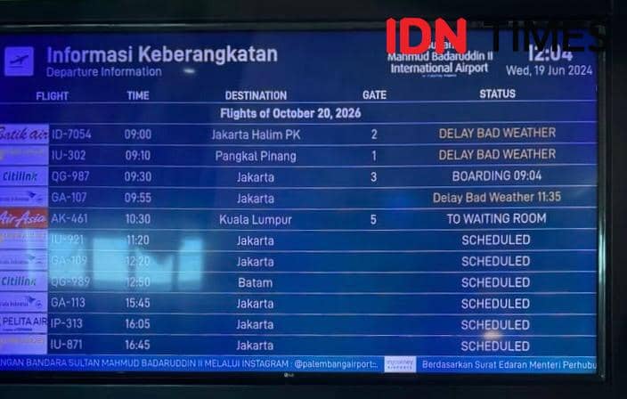 Jadwal penerbangan di Palembang alami perubahan jadwal efek kabut asap yang menyebabkan penurunan jarak pandang