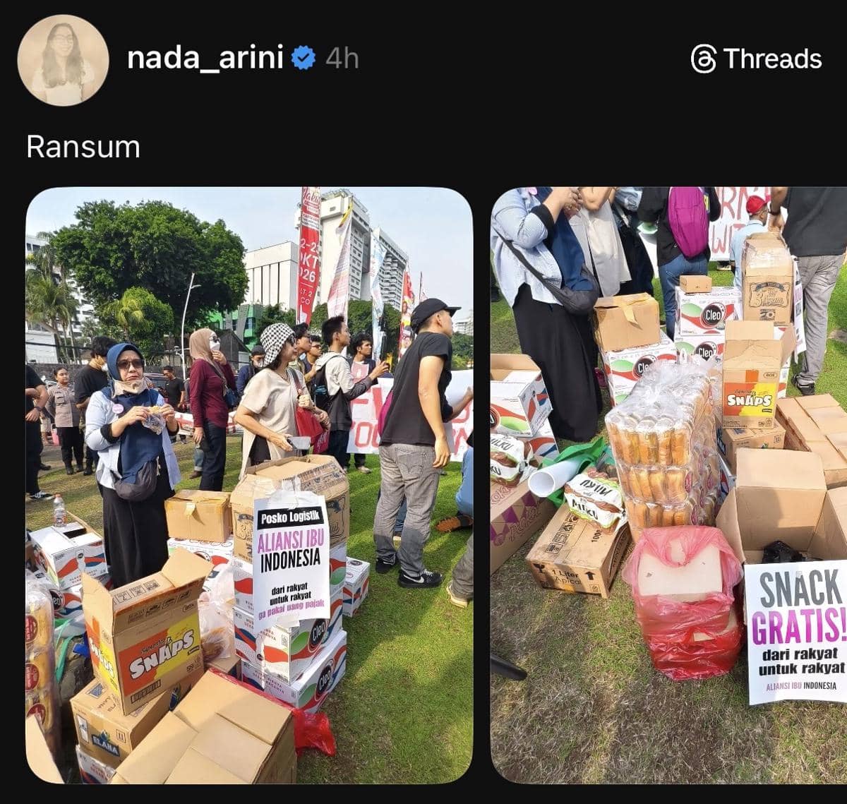 Potret Nada Arini yang dikaitkan dengan akun Threads Nada Arini sesuai keterangan unggahan yang tersedia.