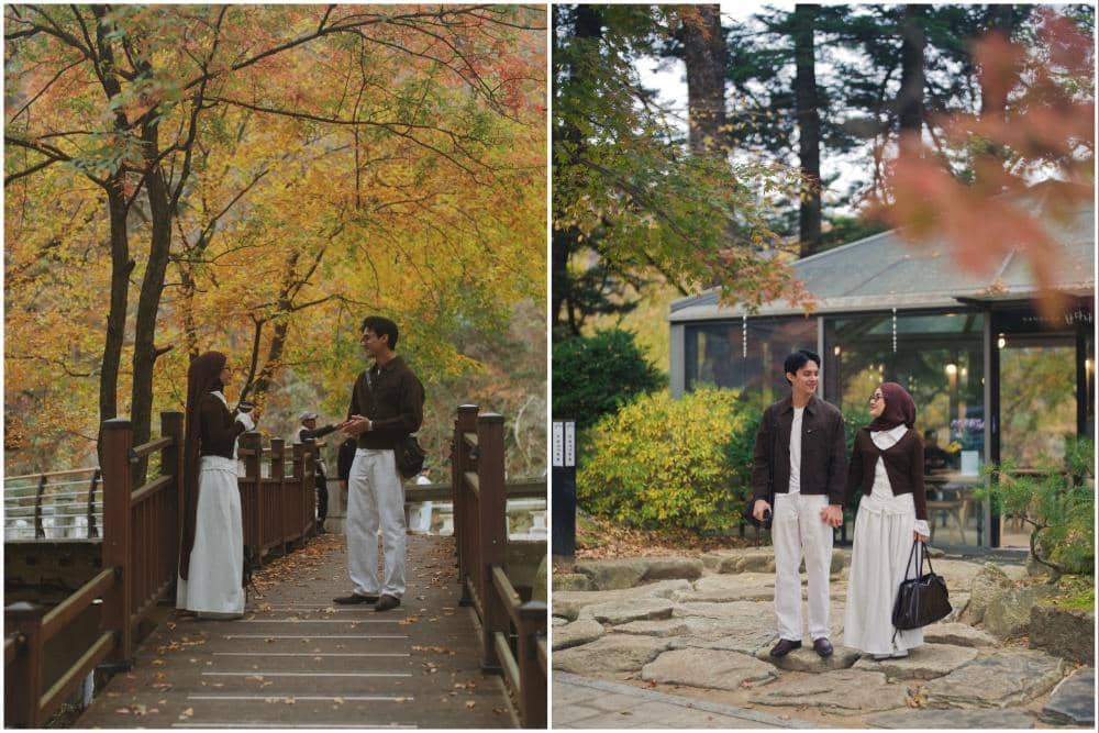Rey Mbayang dan Dinda Hauw Pemotretan di Nami Island saat Musim Gugur