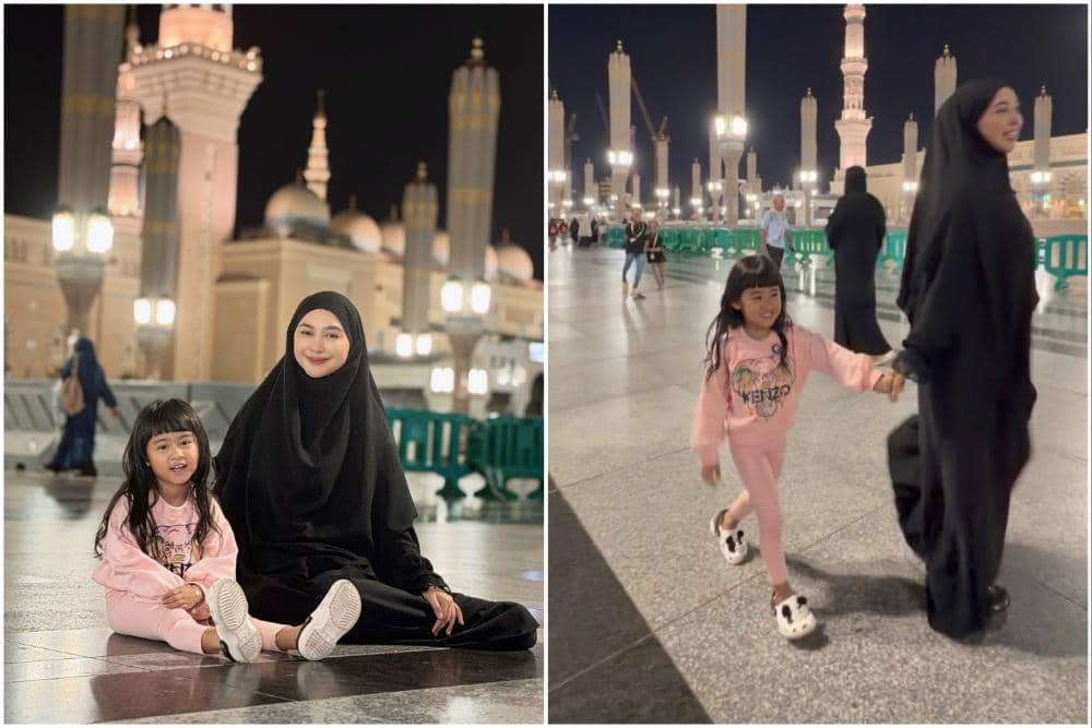 Ria Ricis dan Moana Menikmati Suasana Malam di Masjid Nabawi
