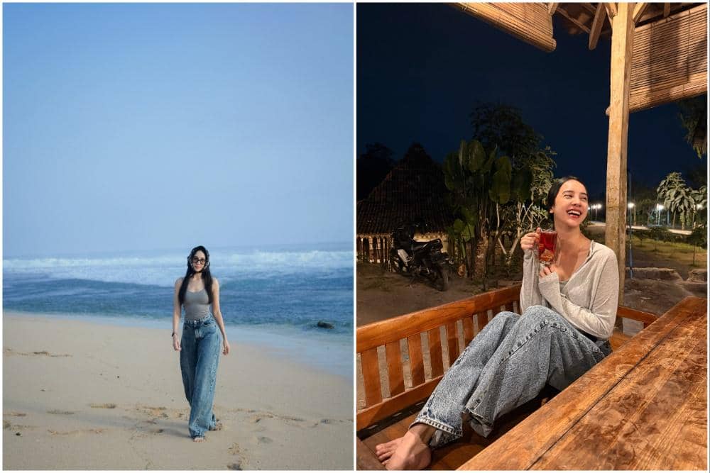 Anya Geraldine Liburan di Yogyakarta, Asyik Main di Pantai!!