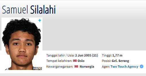Tampilan data profil pemain sepak bola Samuel Silalahi yang tercantum dalam basis data situs Transfermarkt.