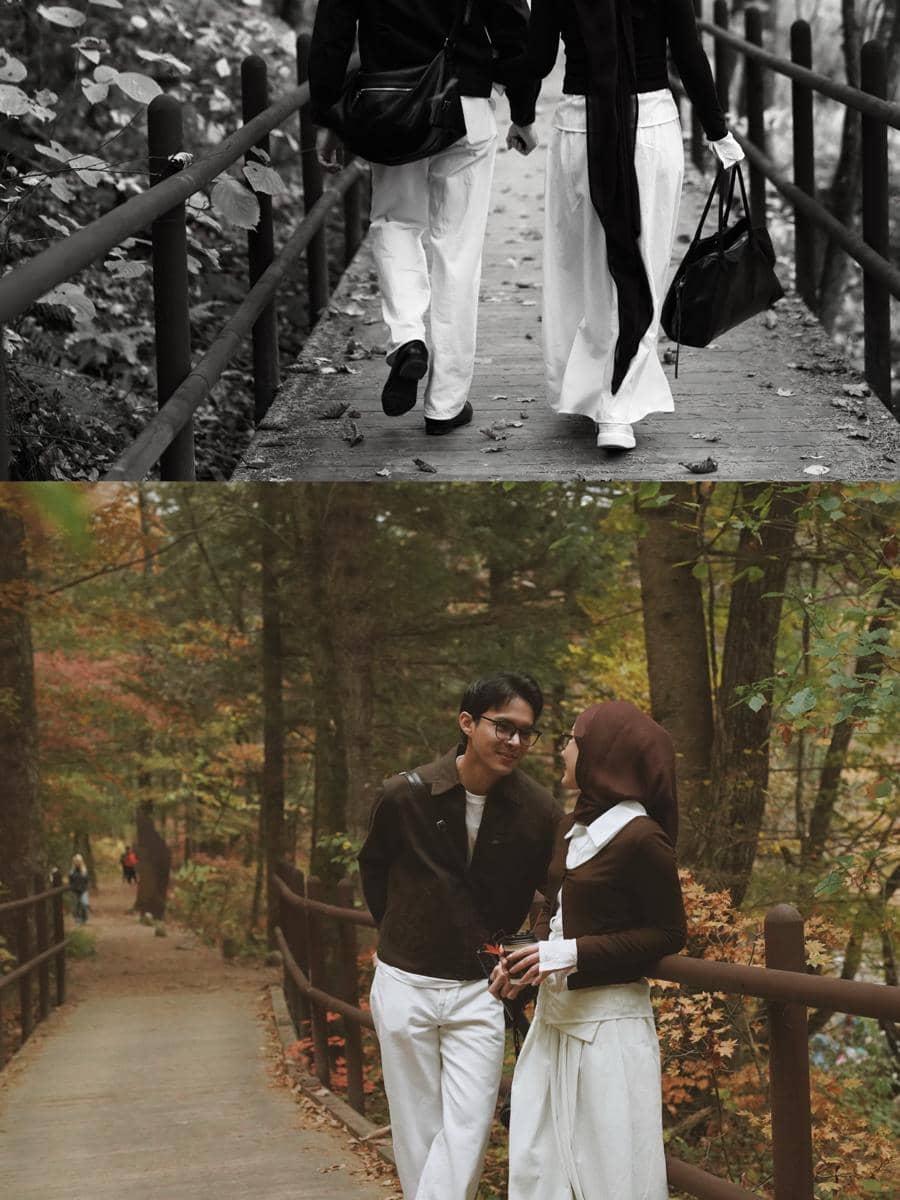 Rey Mbayang dan Dinda Hauw pemotretan di Nami Island