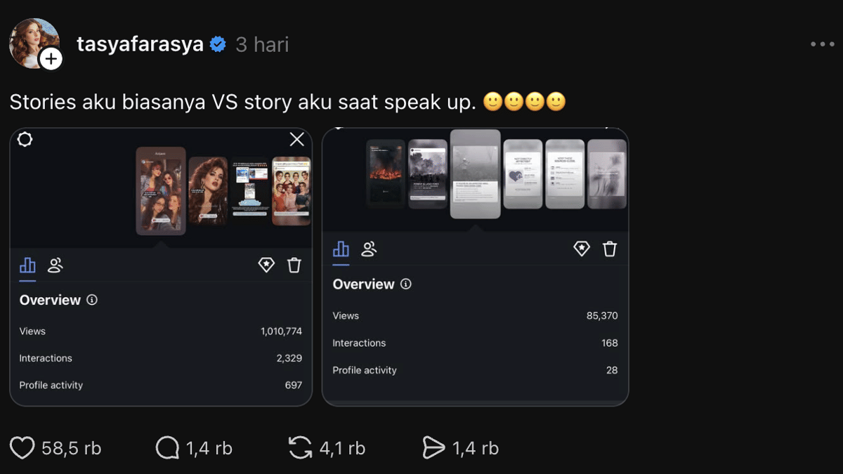 unggahan Tasya Farasya soal shadow banned