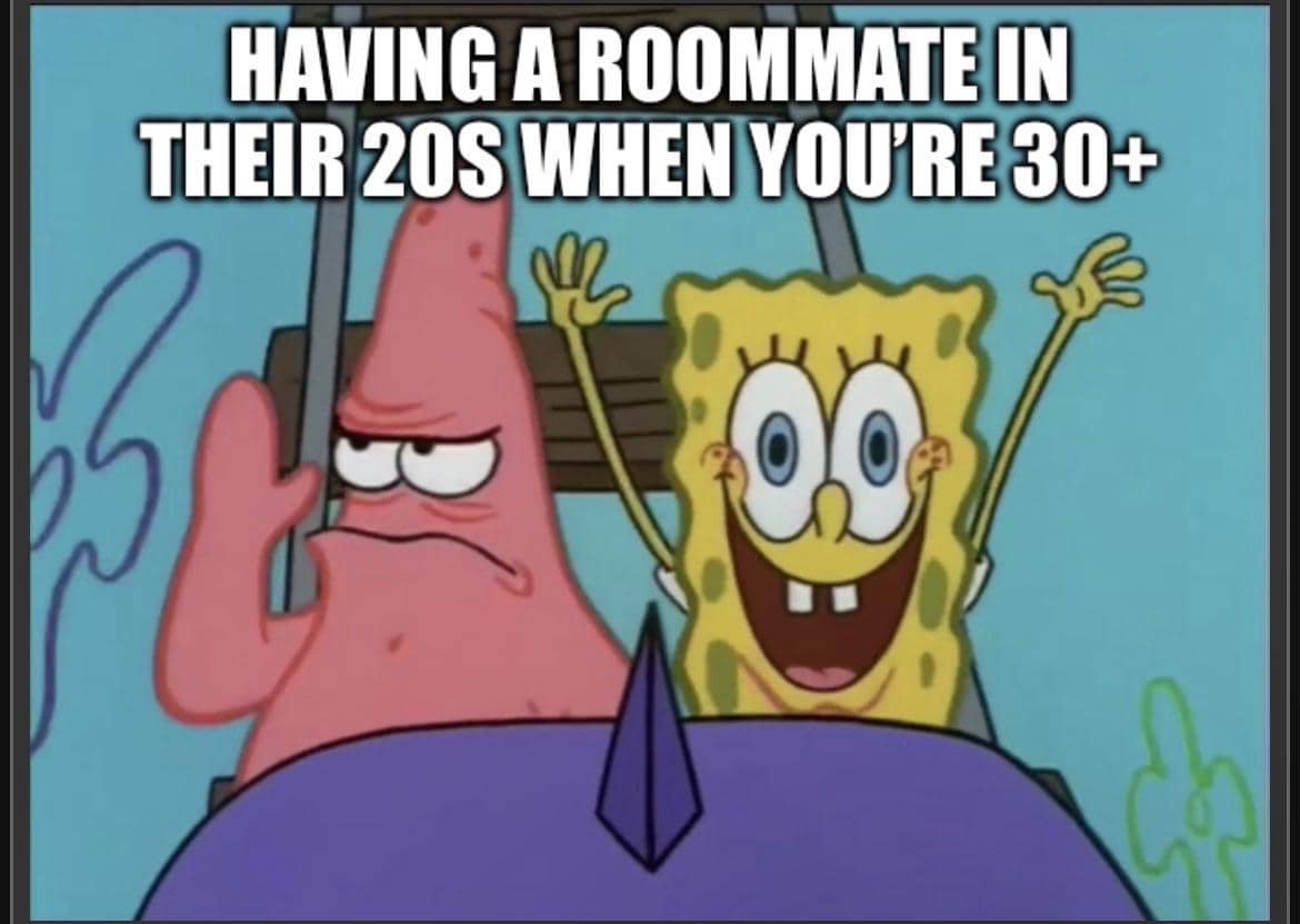 meme SpongeBob tentang teman sekamar