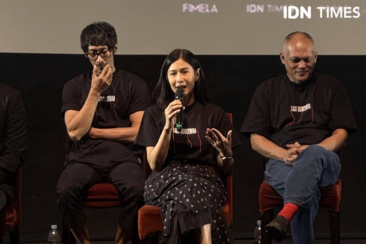 Dian Sastro dalam konferensi pers pada Selasa (20/10/2026)