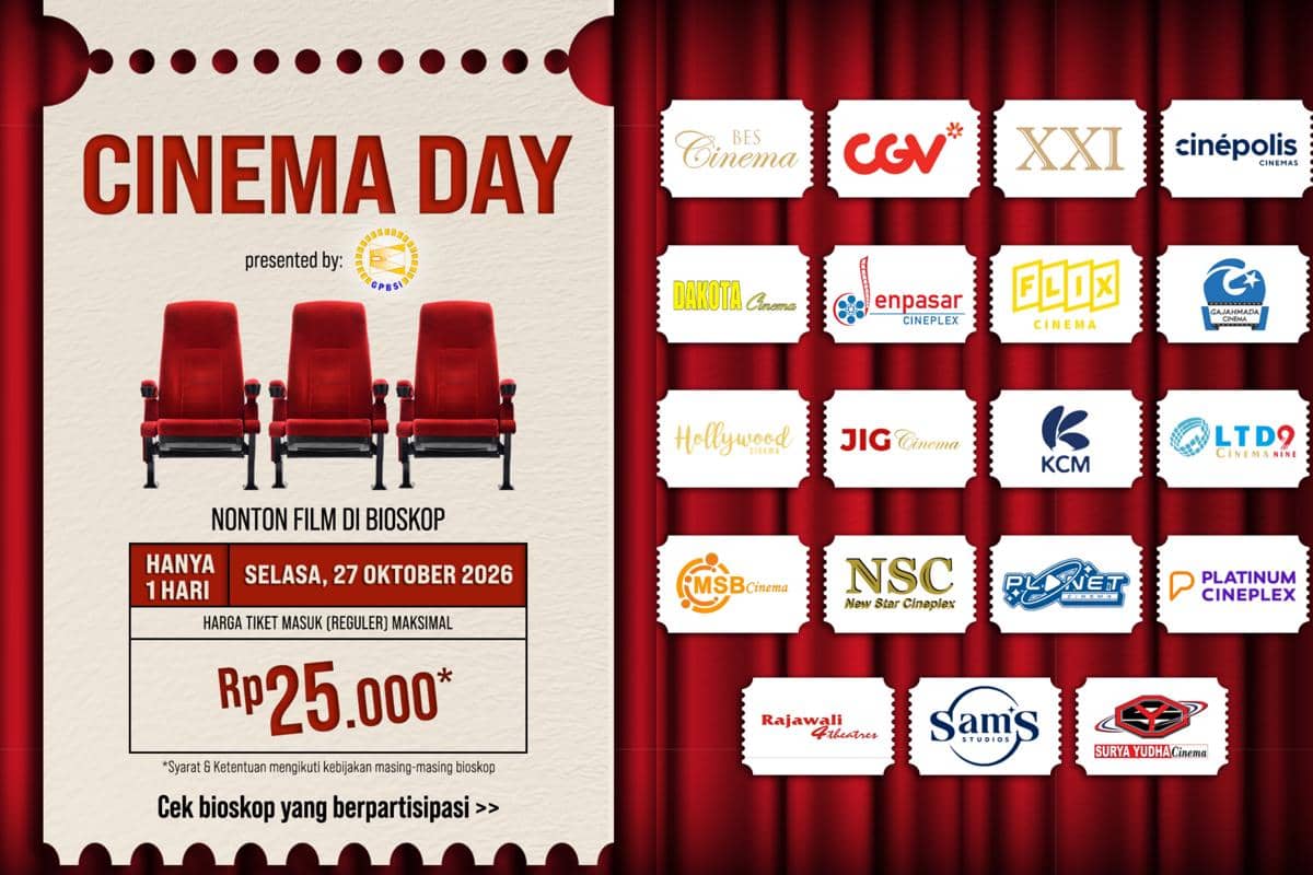 Nonton Bioskop Cuma 25 Ribu di Cinema Day 27 Oktober 2026, Ini Caranya