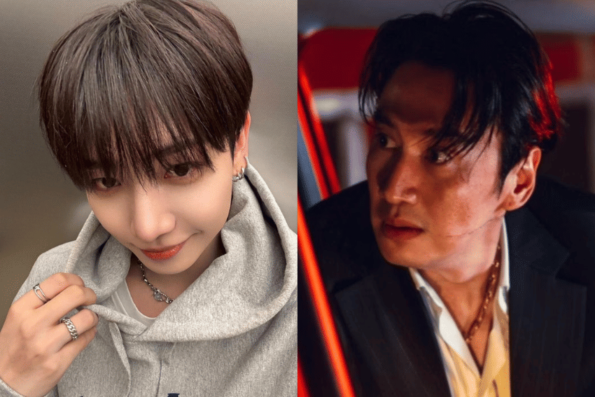 Potret Jaehyun BOYNEXTDOOR dan aktor Lee Kwang Soo dalam kolase dua foto dengan latar belakang berbeda.