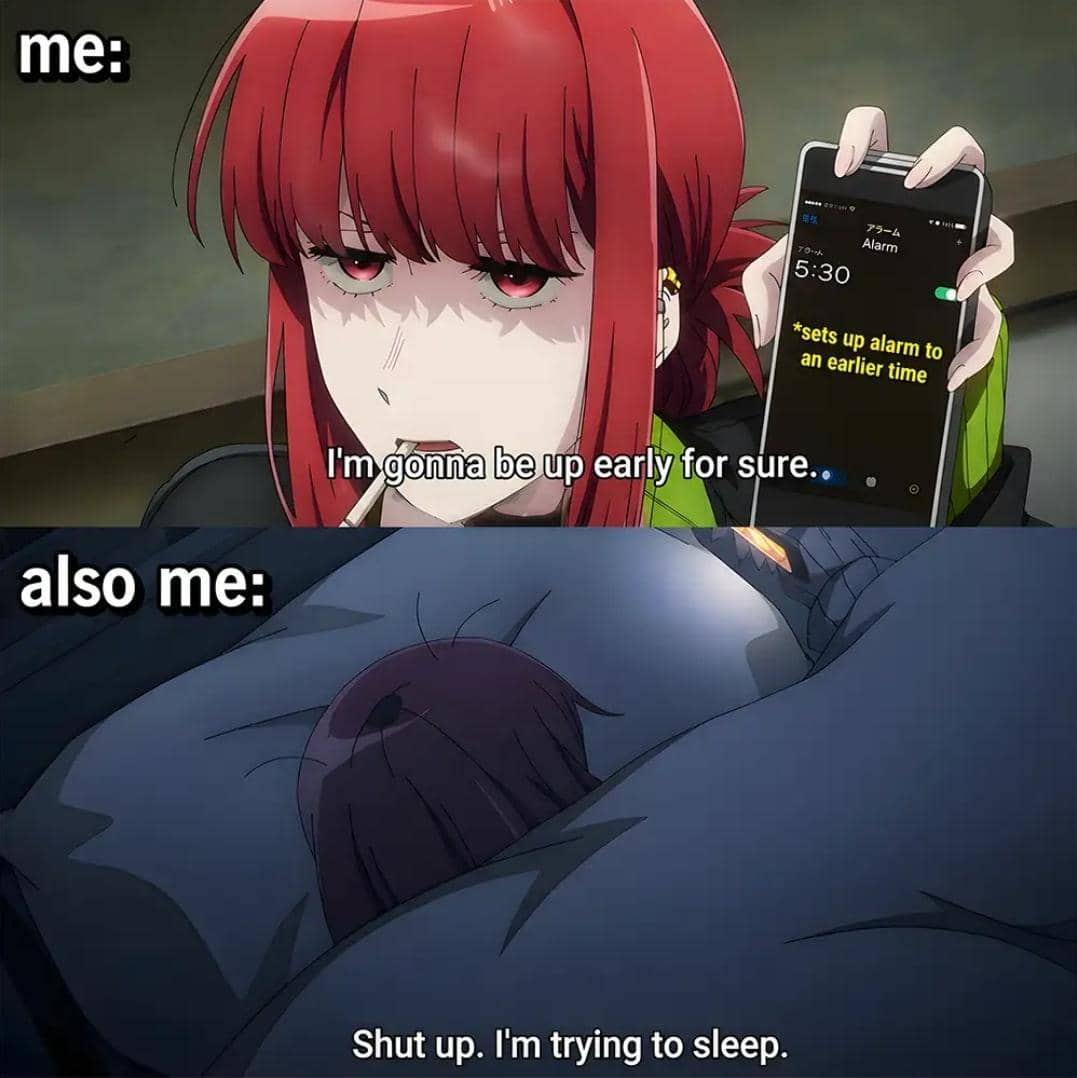 meme anime tentang mencoba untuk tidur