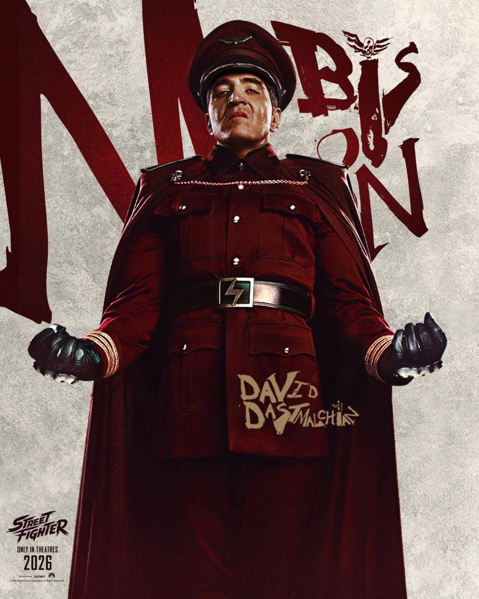 Poster karakter M. Bison di film Street Fighter (2026) (streetfightermovie.com)