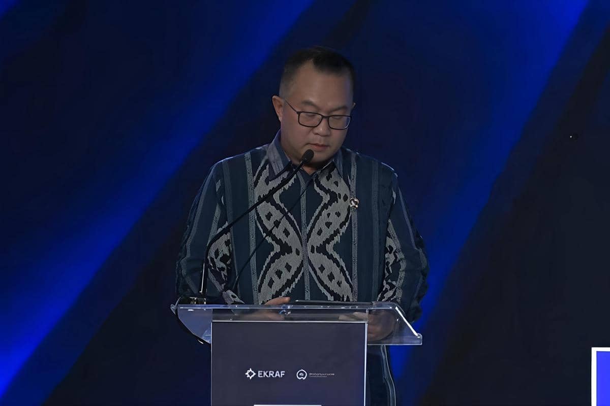 Kepala BRIN Arif Satria berbicara dalam World Conference on Creative Economy 2026 di Jakarta pada Kamis, 22 Oktober 2026.