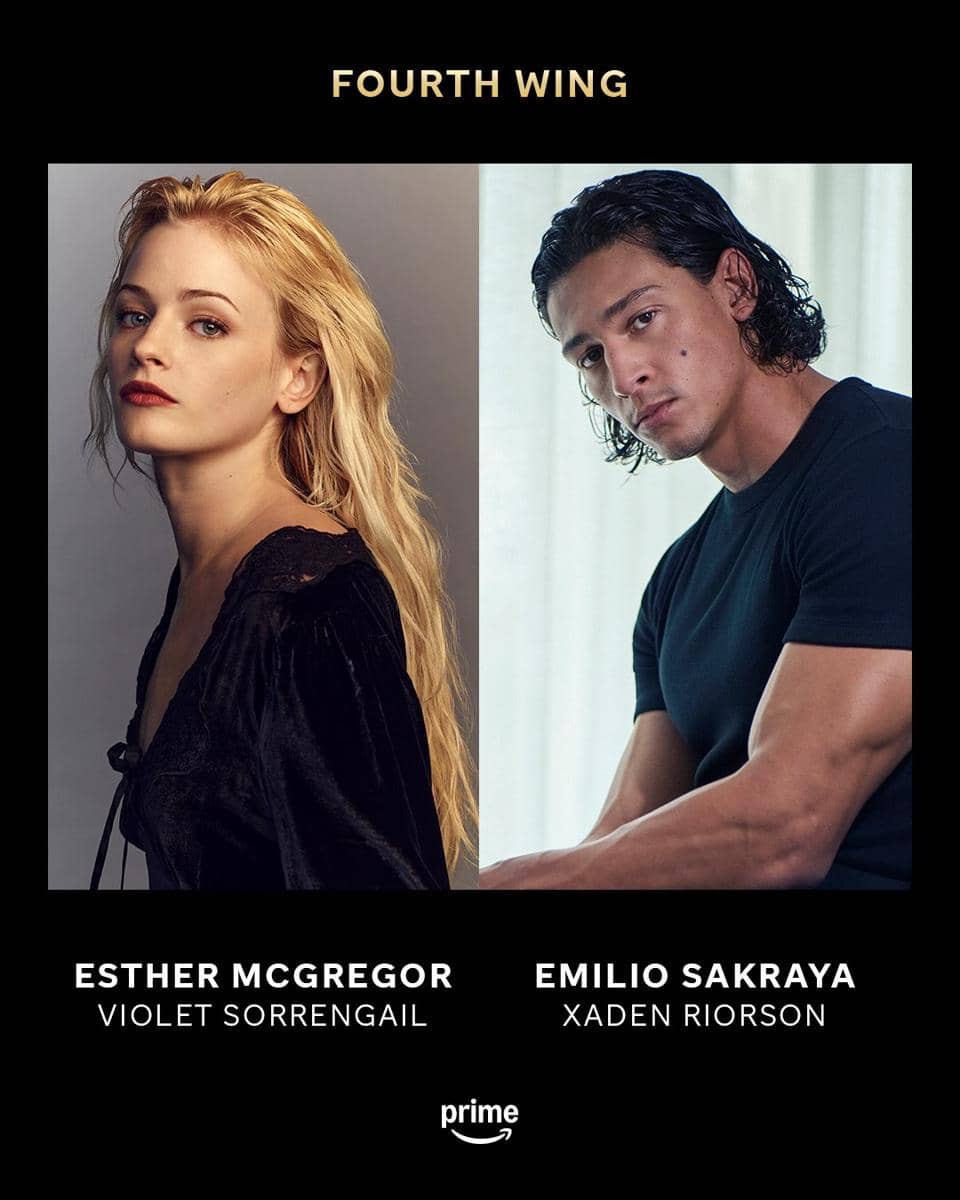 Esther McGregor dan Emilio Sakraya untuk serial Fourth Wing